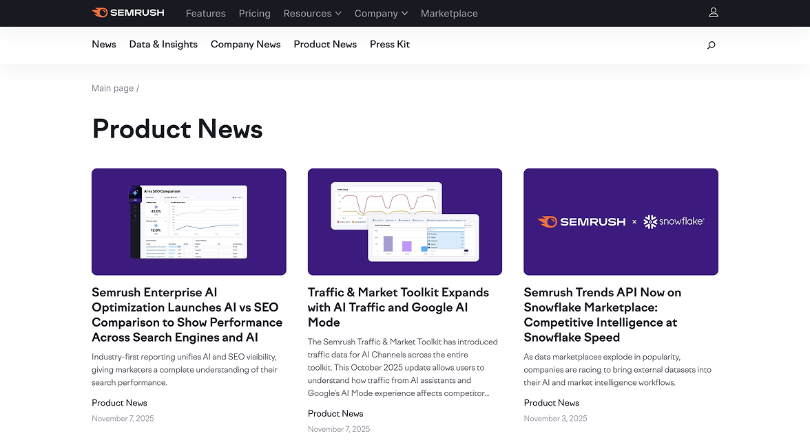 Semrush Product Updates