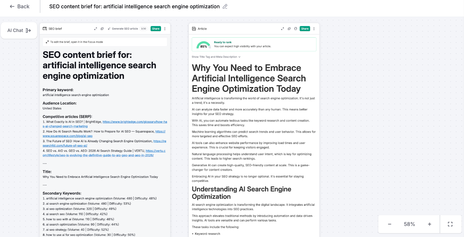 Semrush's Content Toolkit organizes everything into boards.