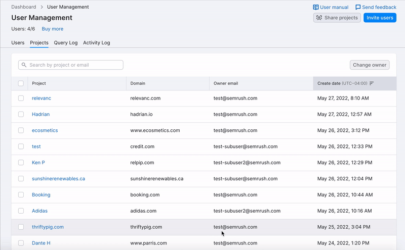 A demonstration of how to change the owner of a Project.