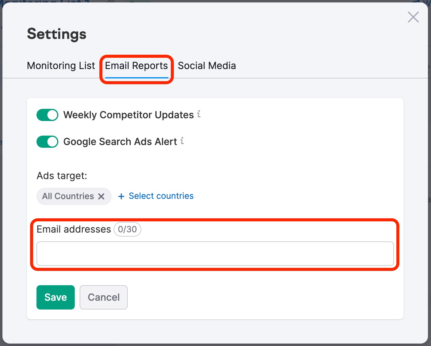 Add email addresses here