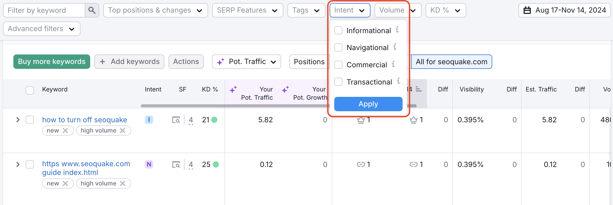 A red rectangle highlights the intent filter.