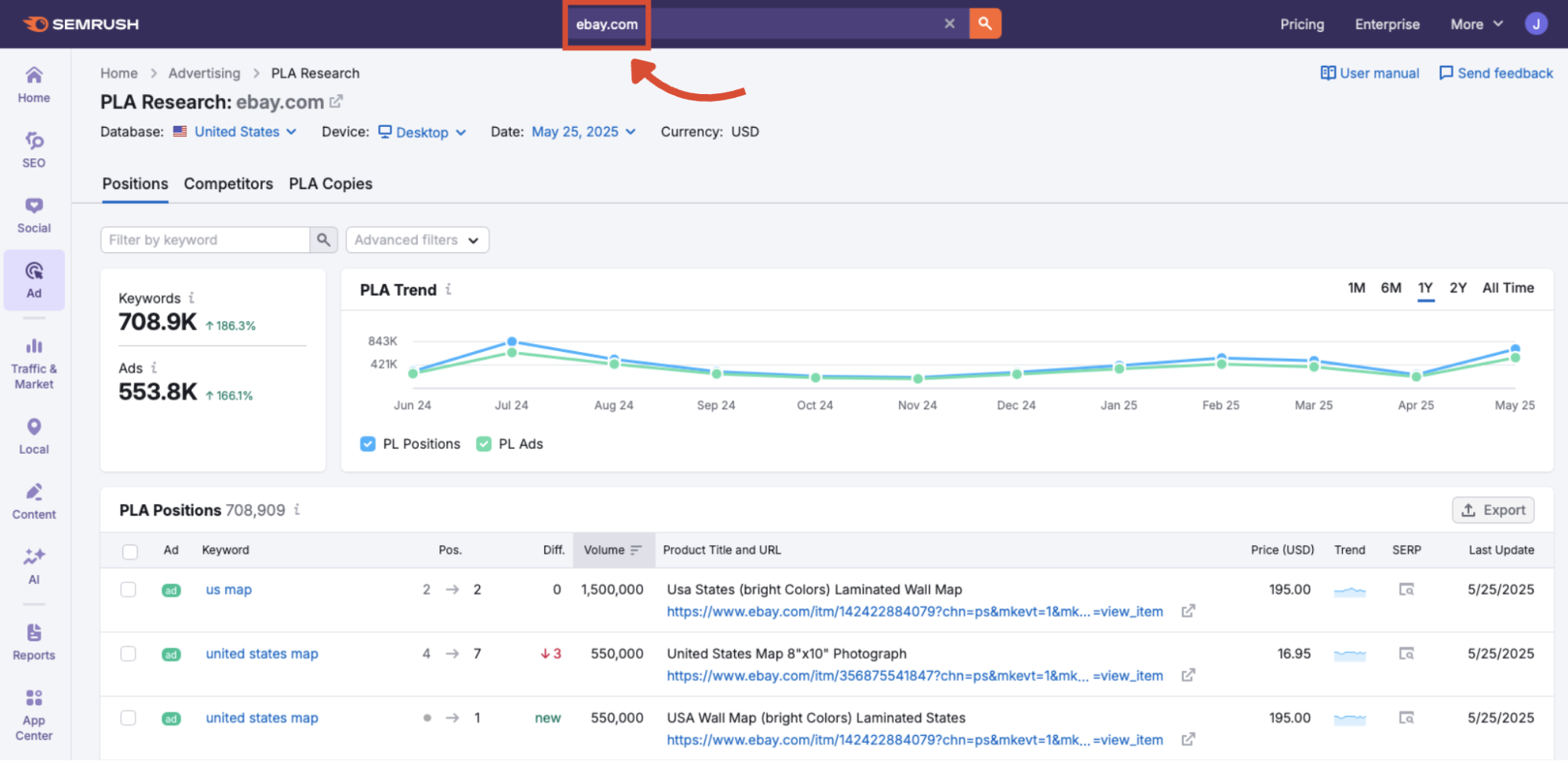 The search bar in PLA Research.