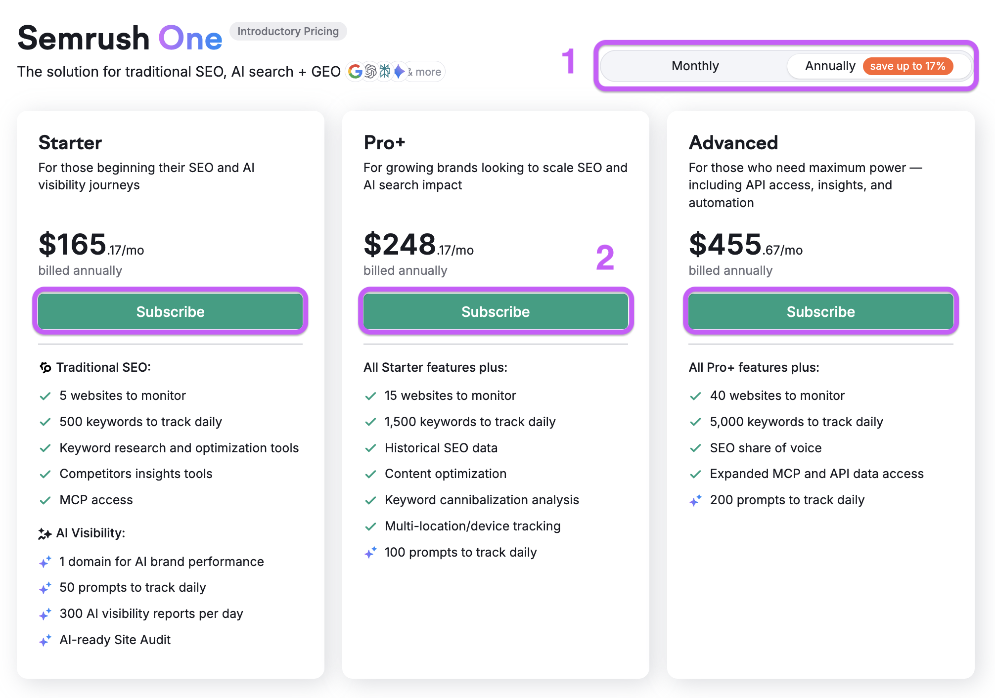 Semrush Plans Comparison: Semrush One vs SEO Toolkit image 3